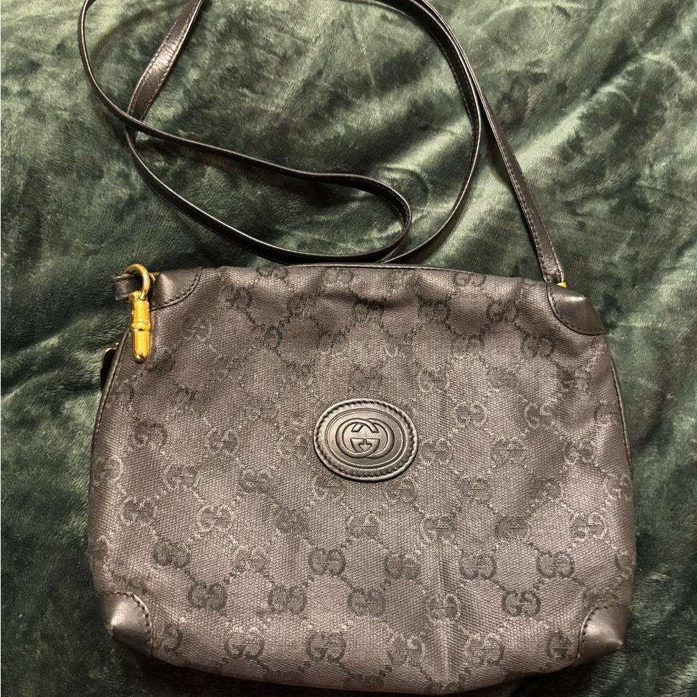 Gucci Black GG CanvasCrossbody Bag